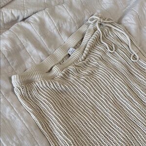 Cream Knit Drawstring Swim Cover Up